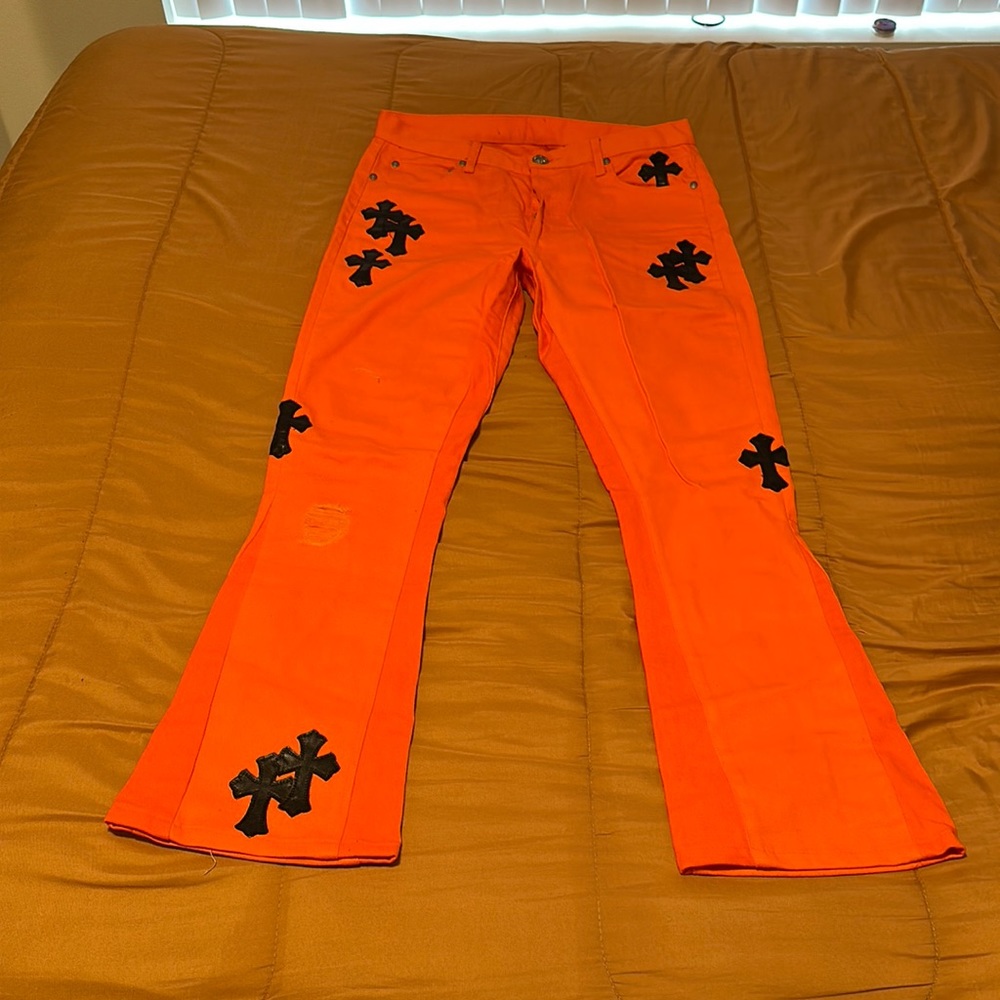 Orange Chrome Hearts Pants